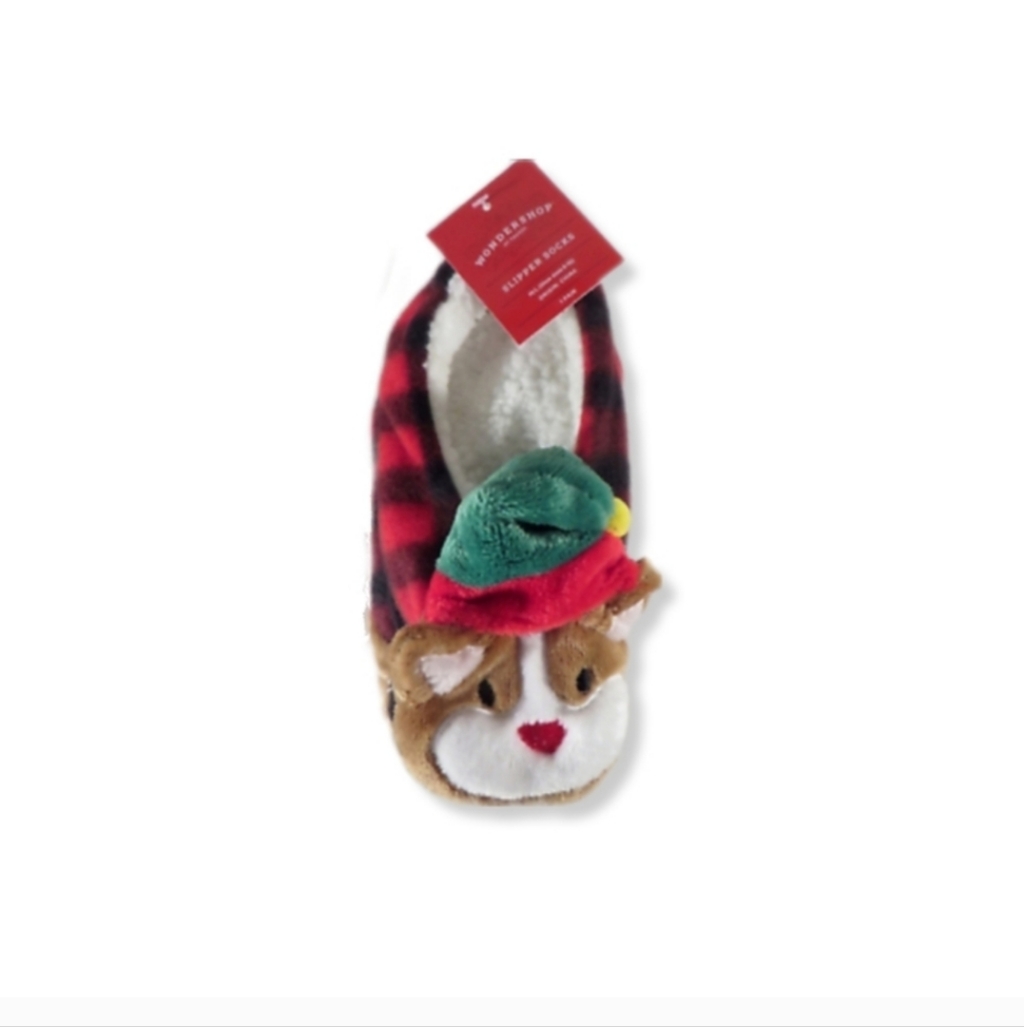 Wondershop By Target Plaid Dog Christmas Holiday Slipper Socks S/M 5-7